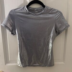 SKIMS Shimmering Silver Short Sleeve Tee